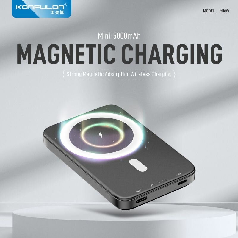 Магнитный пауэрбанк 5000 mAh Luckroute MagSafe Power Bank для телефона, с быстрой беспроводной зарядкой, полностью совместим с iPhone 12/13/14/15