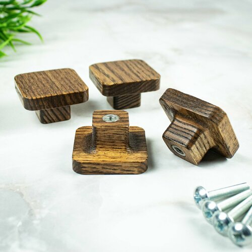 Ручки кнопки мебельные деревянные 35мм квадратные