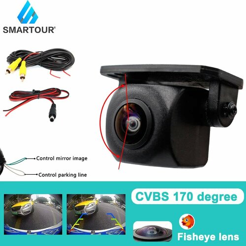 Smartour CCD Автомобильная камера заднего вида Автомобильная задняя камера с черным объективом рыбий глаз ночного видения Водонепроницаемая универсальная HD парковочная резервная камера CCD 720P 968₽