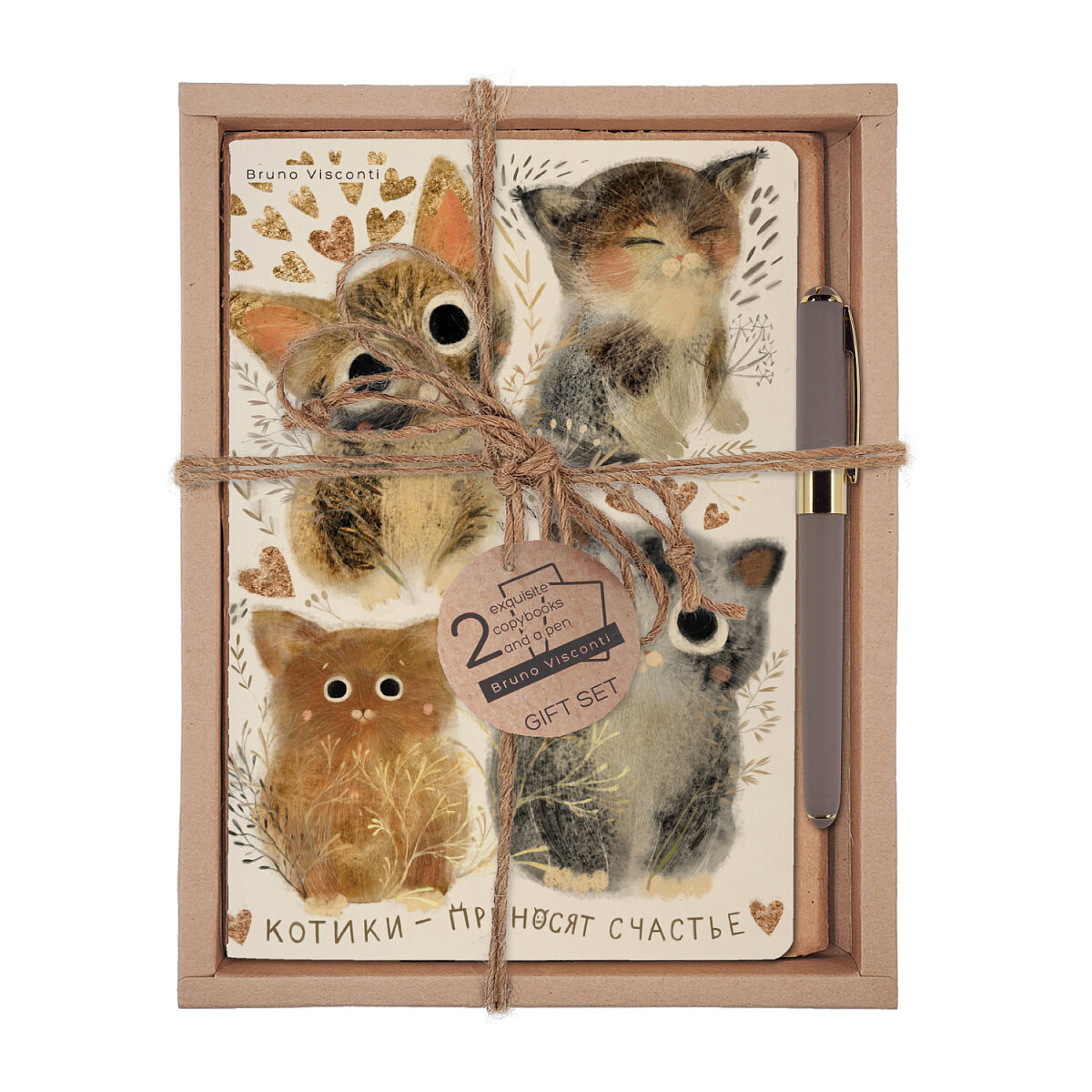 Набор подарочный "котики. Счастье" (ДВЕ тетради BV И ручка)
