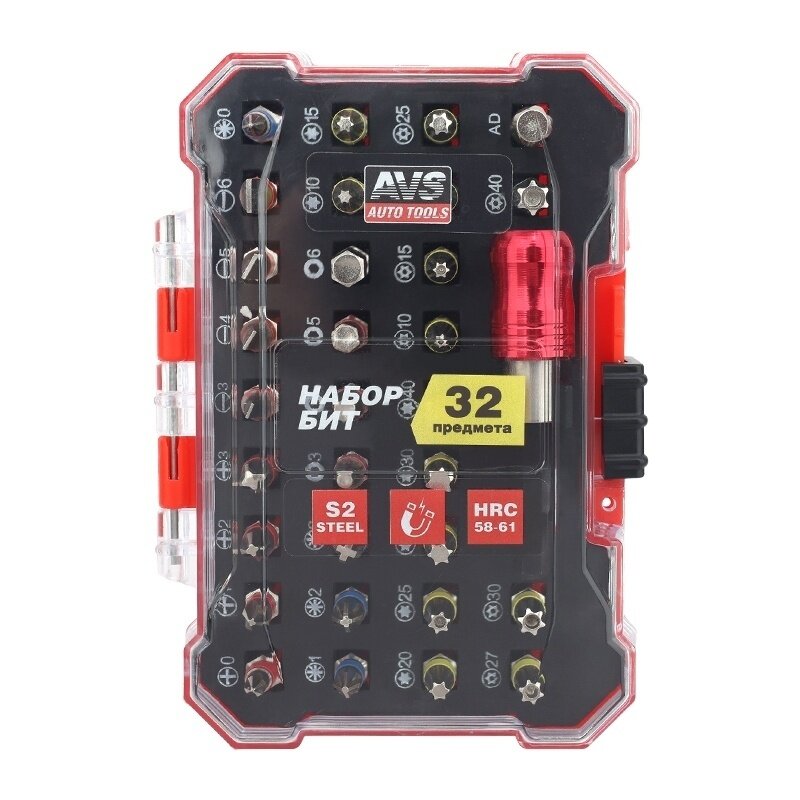 Набор бит (вставок) с магнитным фиксатором (32 предмета) AVS KB32 (A85335S)