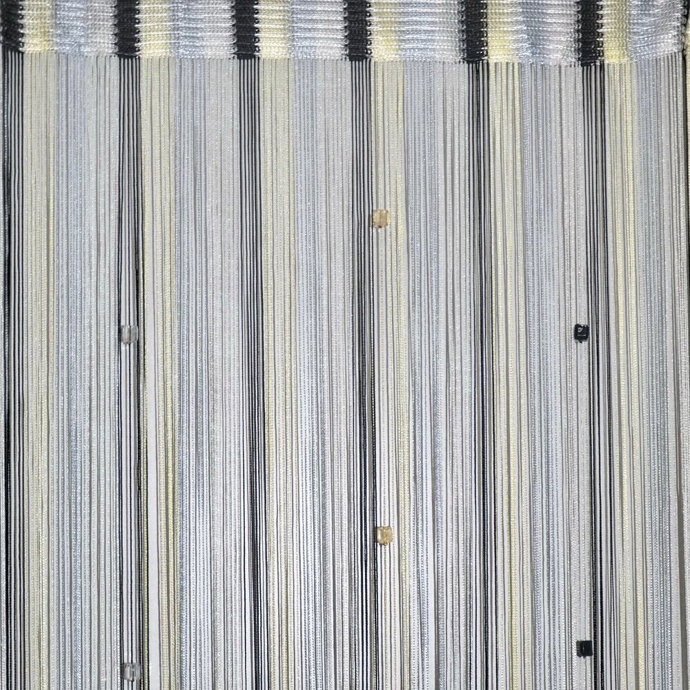 Нитяные шторы 1 шт цветные готовые (кисея) с хрусталиками высота 28 м ширина 3 м цвет: белый черный желтый стальной (хрусталики: черный прозрачный дымчатый)