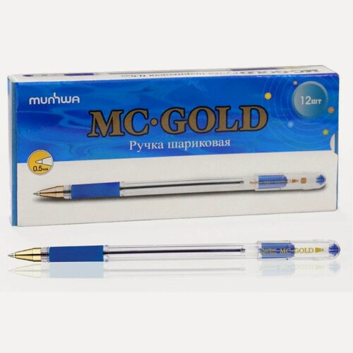 Изображение товара Ручка шариковая MunHwa MC Gold (0.3мм, синяя, масляная основа) (BMC-02), 12шт.