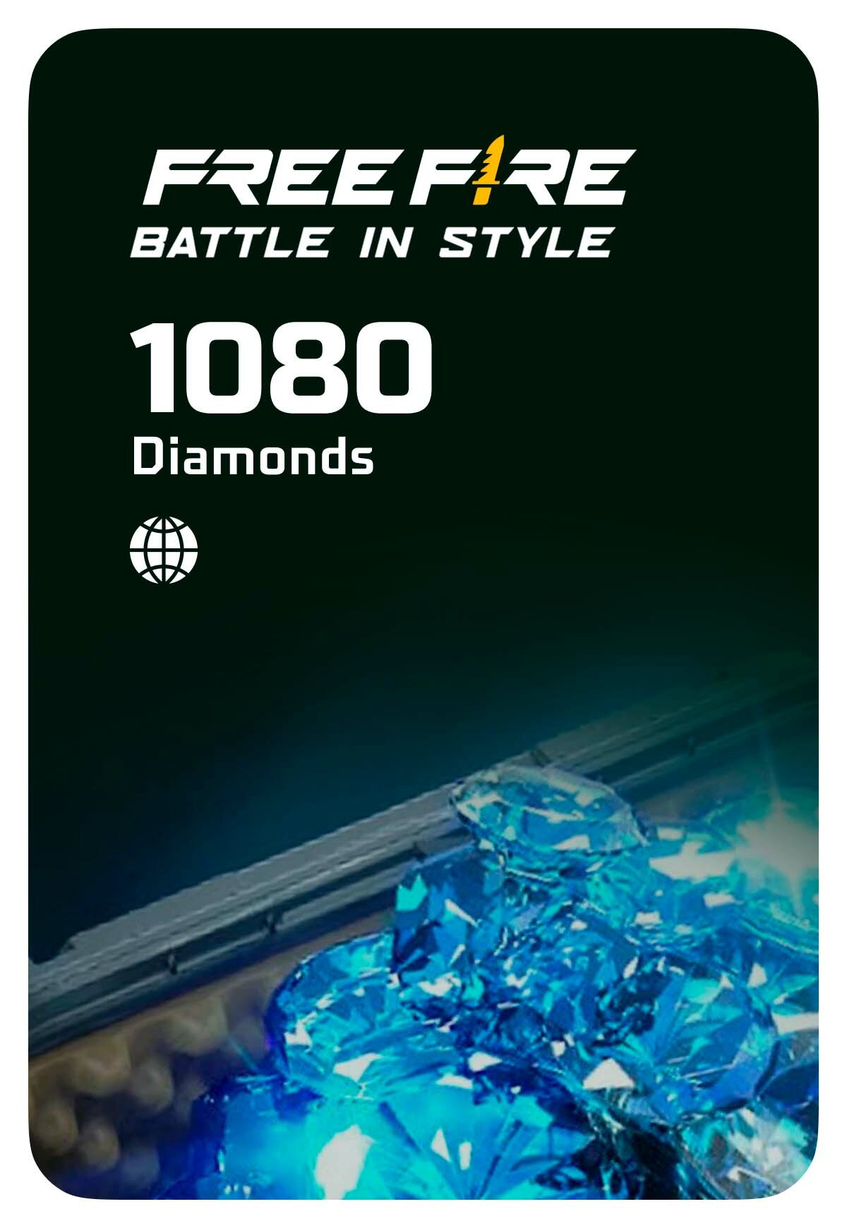 Игровая валюта Free Fire 1080 Diamonds - Global (FreeFire; Android, iOS; Регион активации РФ, СНГ)