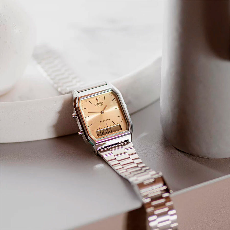 Наручные часы CASIO Vintage, коричневый, серебряный — фото 1