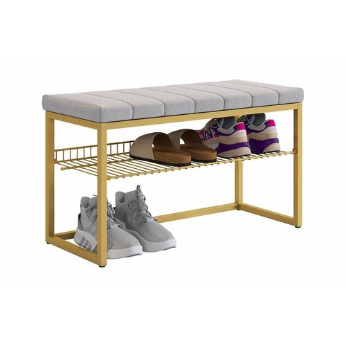 Обувница в прихожую с мягким сиденьем Классная 2 цвет Золотооникс велюр Mebelson 12692₽