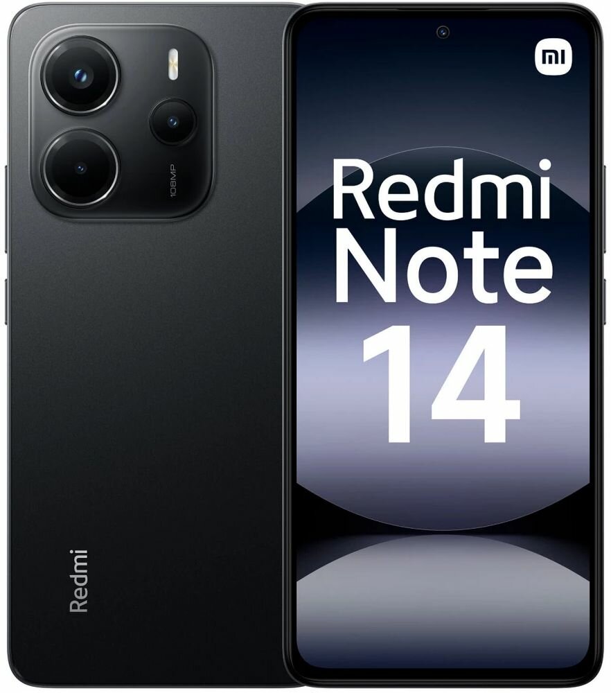 Смартфон Xiaomi Redmi Note 14 256Gb 8Gb черный 3G 4G 2Sim 6.67" AMOLED 1080x2400 And14 108Mpix 802.1