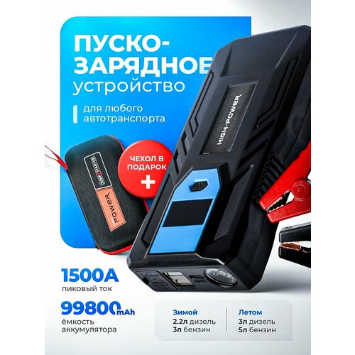Пусковое зарядное устройство Jump Starter для аккумуляторов автомобиля портативное 12В бустер 99800 мАч 2440₽