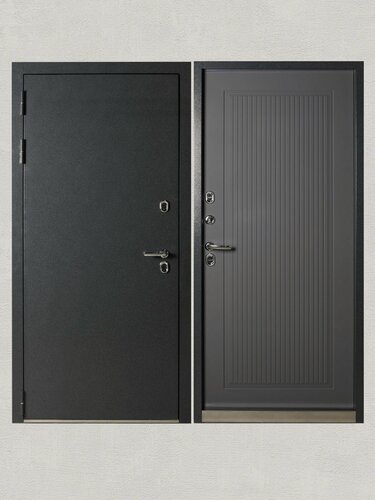 Изображение товара Дверь входная металлическая KVARTA TS с терморазрывом для дома графит нержавеющий порог 2050/880 правая