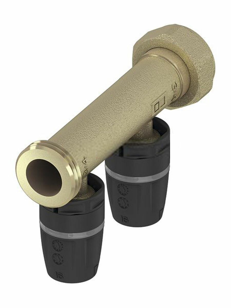 Коллектор TECElogo 2 вых, 16 х 3/4", с накидной гайкой, латунь 8730016