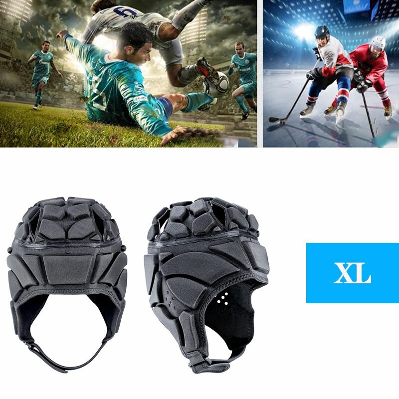 Шлем защитный для регби и гандбола мужской XL губчатый черный
