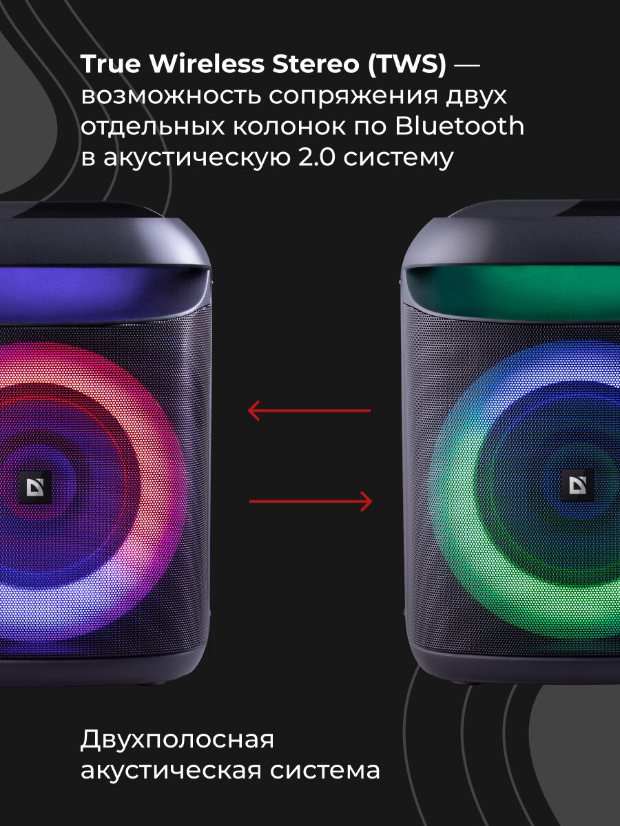Колонка портативная музыкальная bluetooth, беспроводная с блютуз Defender BOOMER 45, 45 Вт, bluetooth, FM, USB, AUX, Type-C — фото 1