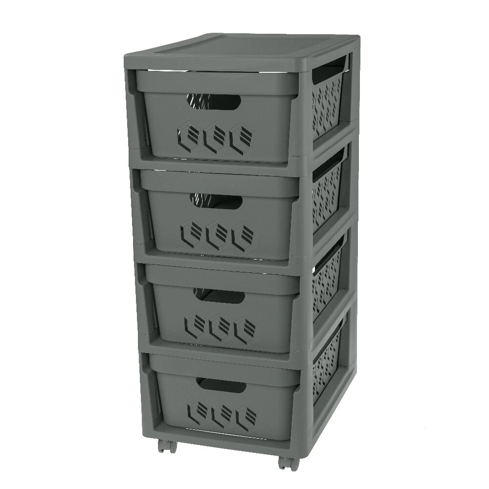 Комод на колесах Еconova DELUXE 4 ящика 385х30х69 см темно-серый