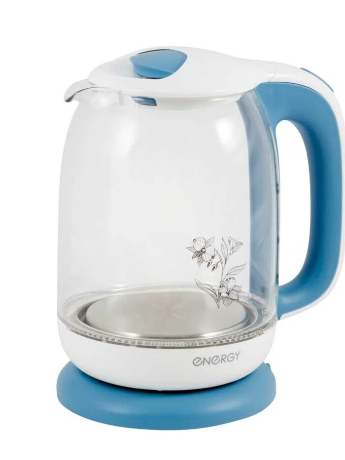 Чайник Energy E-281 1.7л стекло пластик бело-голубой (164117)