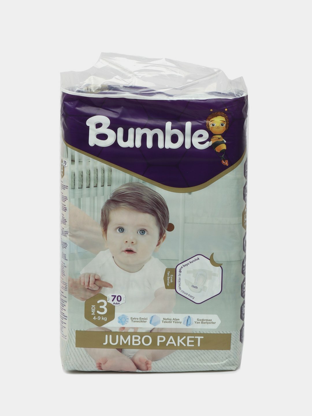 Подгузники Bumble Baby, 3-й размер, для детей 4-9 кг, 60 шт.
