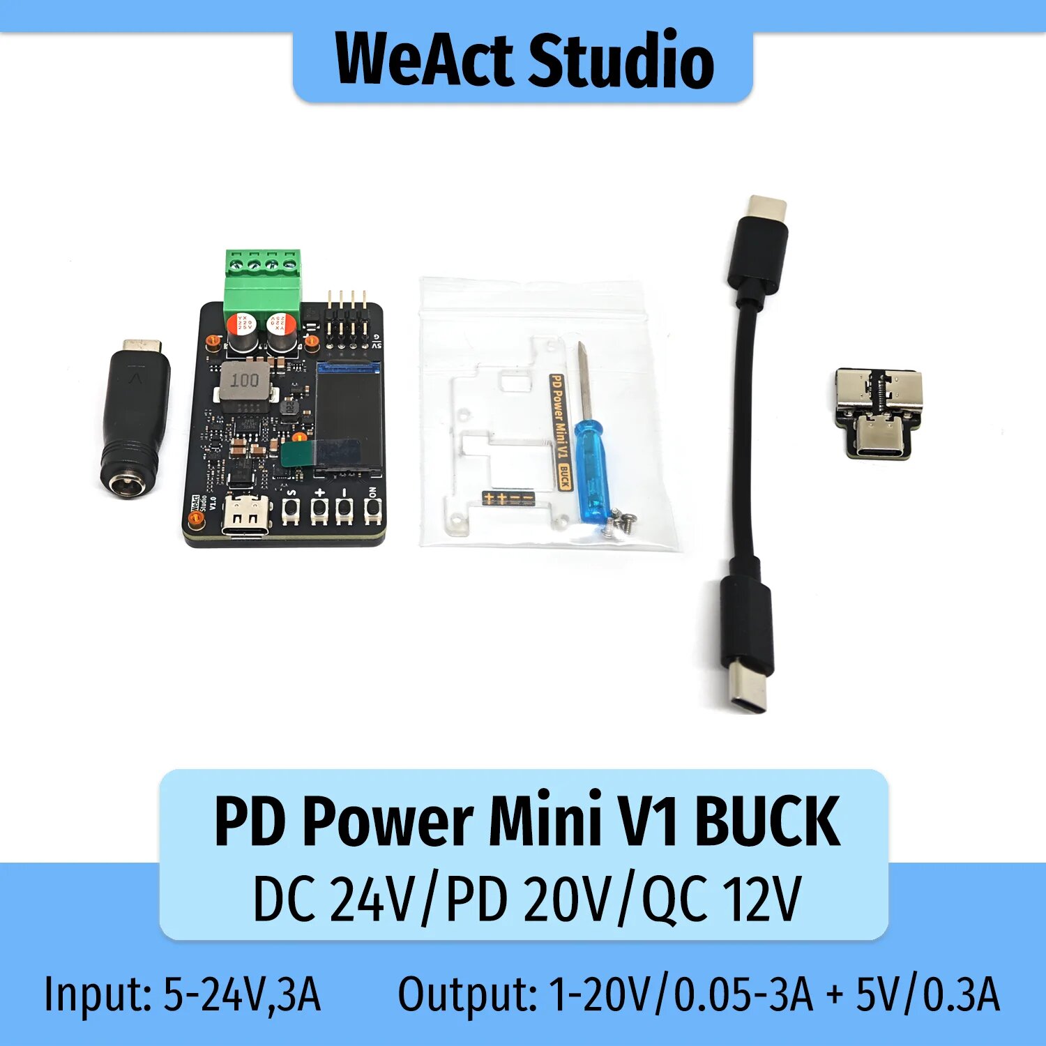 Портативный лабораторный блок питания WeAct Studio 20В 3А, Communication