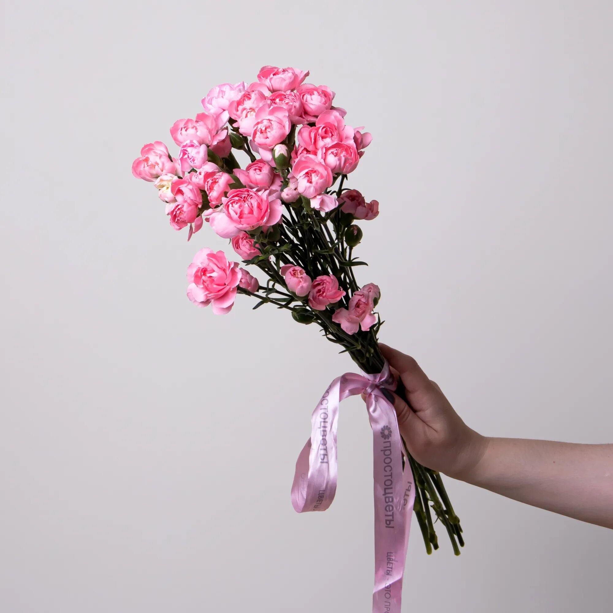 Букет Гвоздика кустовая "Пинк" 9 шт Высота 60 см под ленту от "Простоцветы"