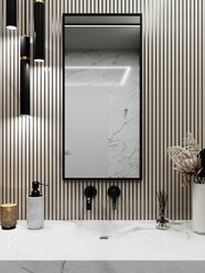 Зеркало настенное в алюминиевой раме BLX MIRROR 80х40 см. Черное