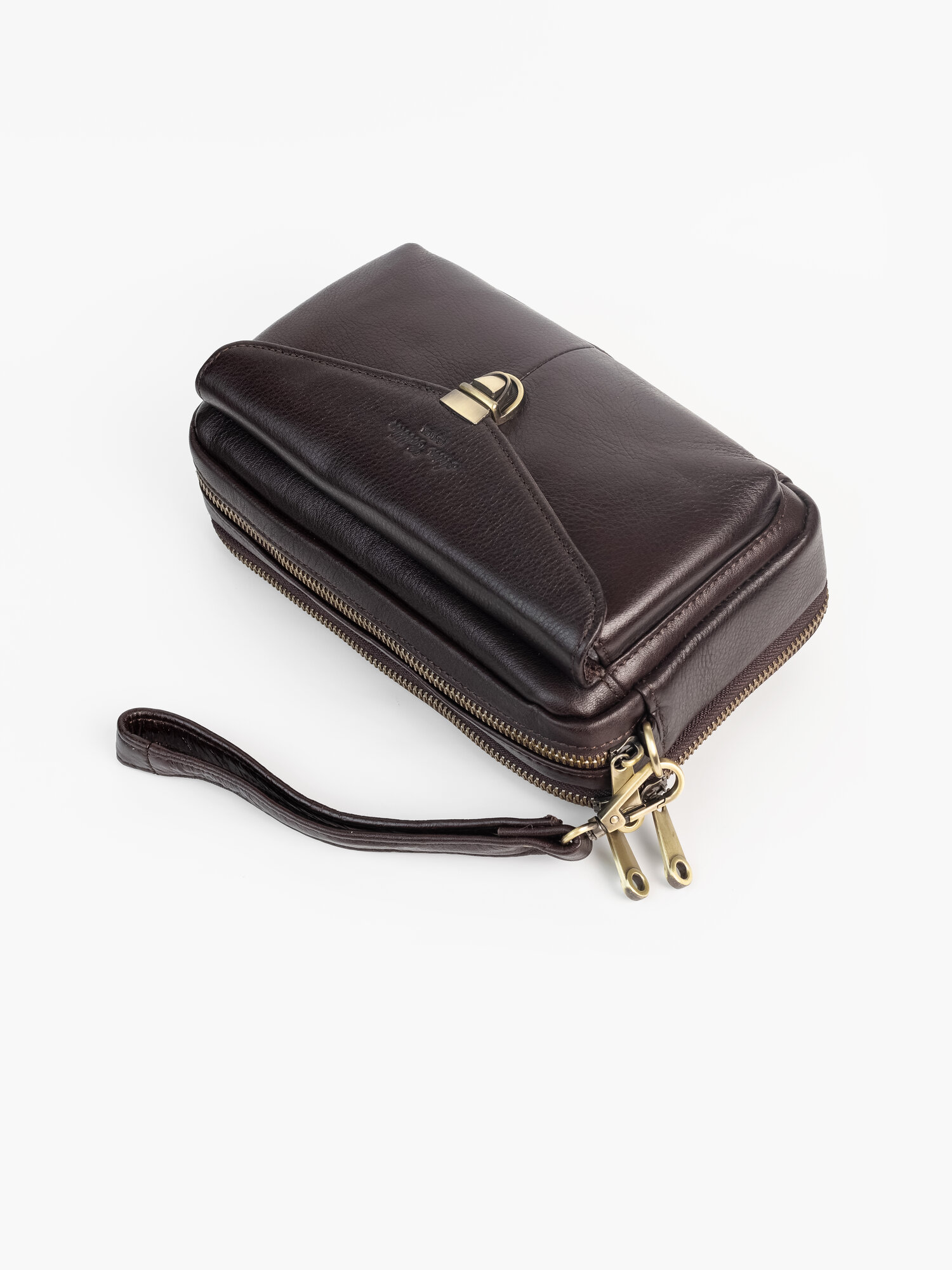 Сумка барсетка , фактура матовая, коричневый — фото 1