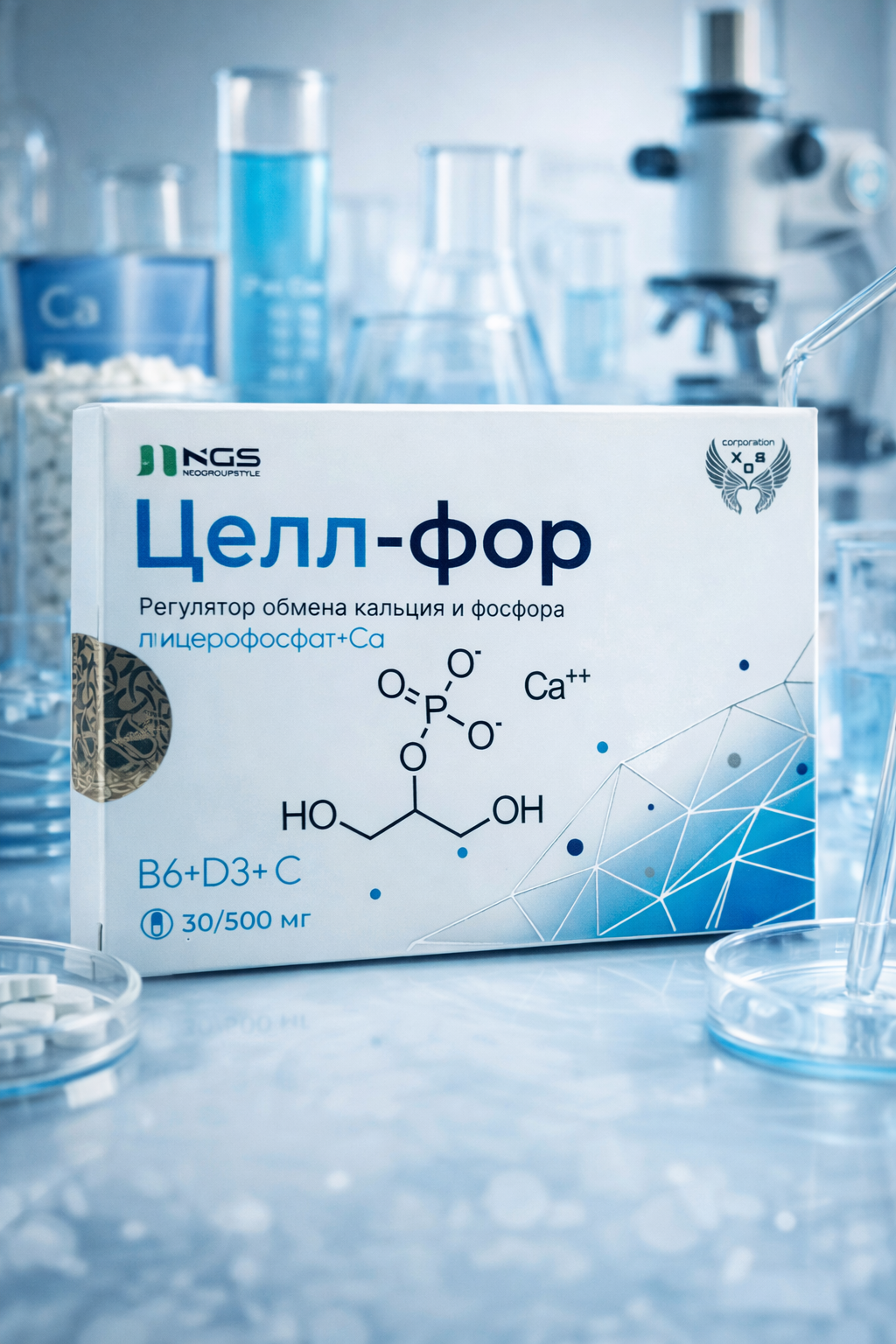 Кальций Целл-Фор, для костей и суставов, без ГМО, 500 мг, 30 порций