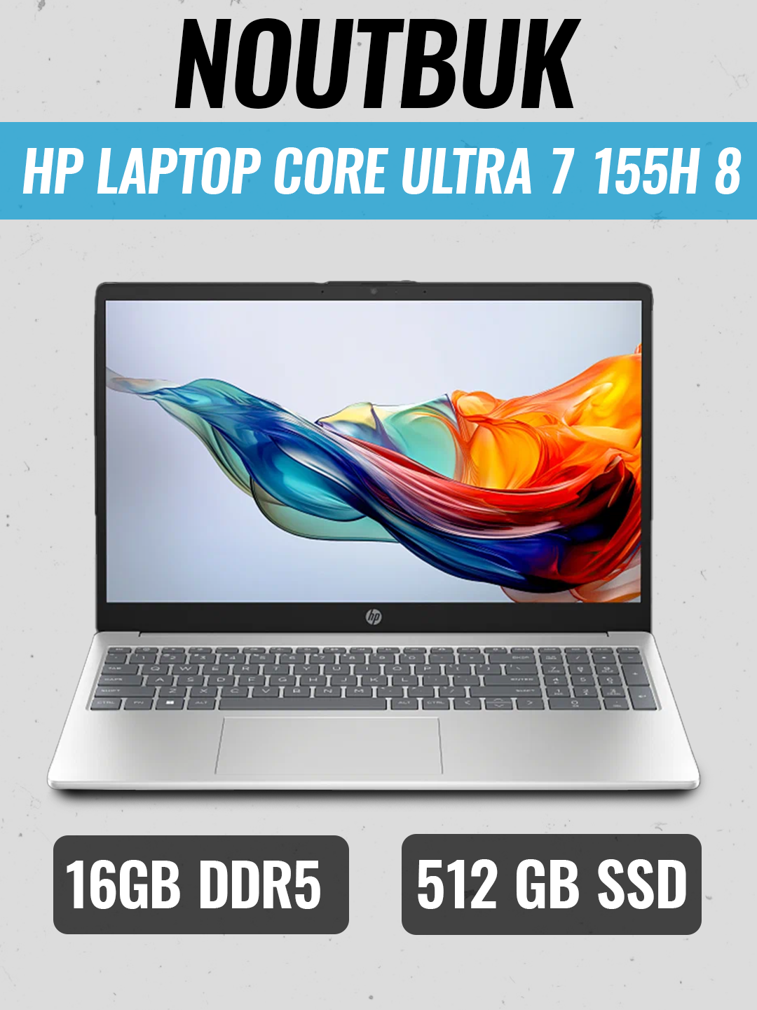 Ноутбук HP LAPTOP CORE ULTRA 7 155H 8 / 512 / 15.6 BACKLIT SILVER FHD