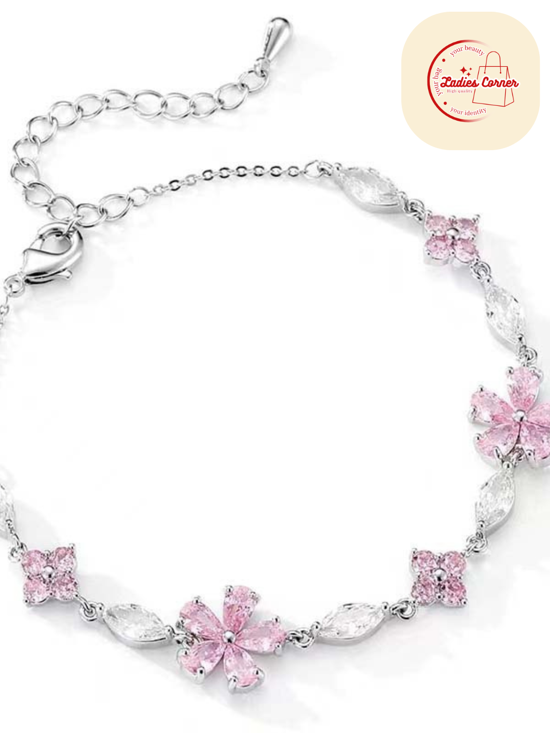 Набор браслетов, металл, размер 19 см, pink — фото 1