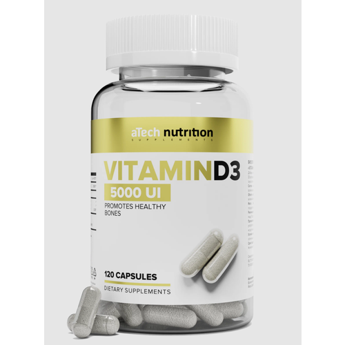 Капсулы aTech Nutrition Vitamin D3, 0.3 г, 5000 МЕ, 120 шт.