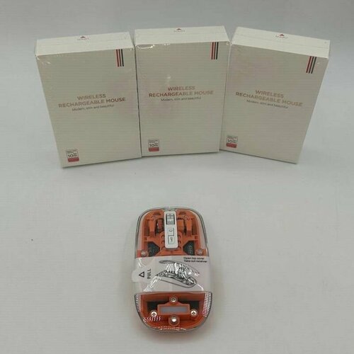 Мышь компьютерная беспроводнаяпрозрачнаябесшумная FMOUSE M133 оранжевая 150000₽