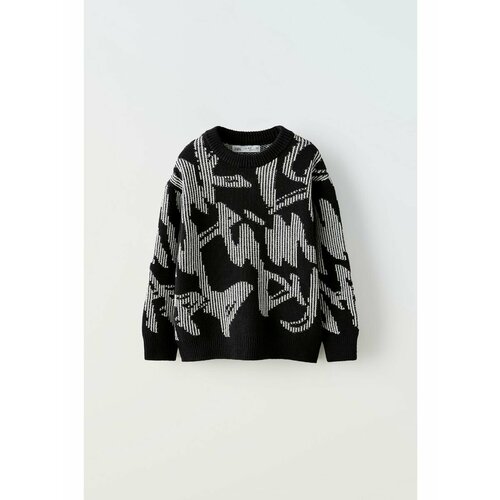 фото Свитер zara, размер 120, белый, черный