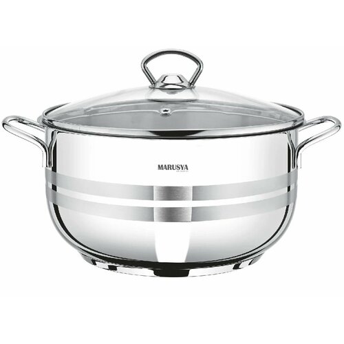 Кастрюля Маруся 78м со стеклянной крышкой 7.8л, нержавеющая сталь серебристый, бесцветный