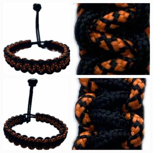 фото Славянский оберег, плетеный браслет чо, 1 шт., размер 8 см, размер one size, диаметр 8 см, оранжевый, черный sunny street