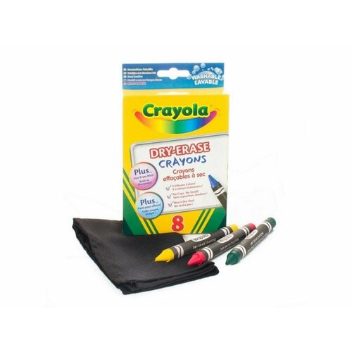 Мелки Crayola, восковые легко стираемые 8 цв.