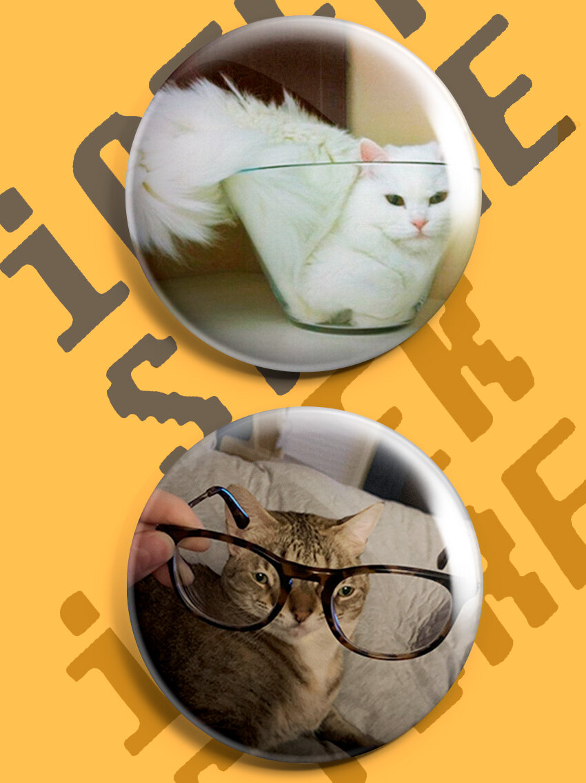 Набор значков Коты мемы 58 мм