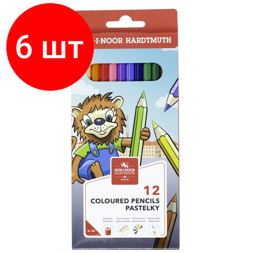 Комплект 6 наб, Карандаши цветные KOH-I-NOOR Лео 12цв/наб картон. упак. 3552012034KS