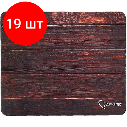 Комплект 19 штук, Коврик для мыши Gembird MP-WOOD, дерево, 220x180x1мм, полиэстер+резина коврик для мыши gembird mp game цвет синий