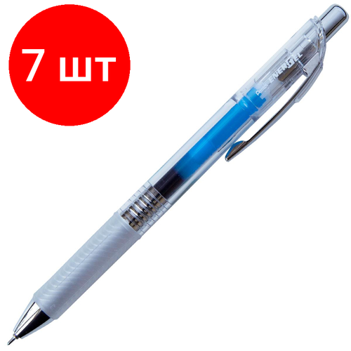 Комплект 7 штук, Ручка гелевая автомат. PENTEL Energel Infree 0.5мм син, манжBLN75TL-CX комплект 7 штук ручка гелевая автомат pentel energel infree 0 5мм чер манжbln75tl ax