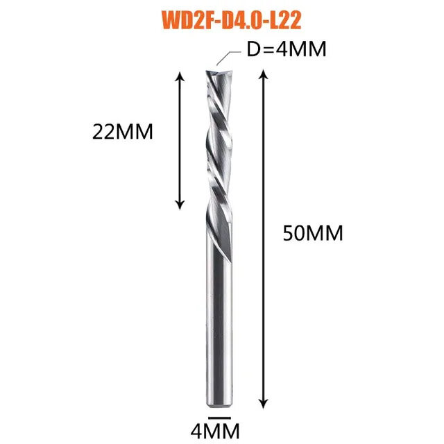 Dreanique спиральная двухзаходная фреза стружка вниз для чпу станков (4х22х50х4) WD2F-D4.0-L22 11374