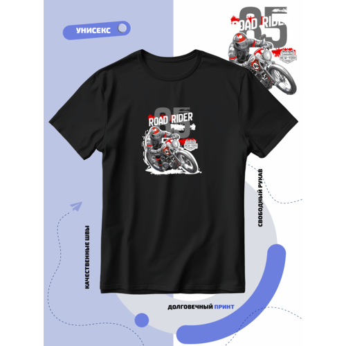 фото Футболка мотоциклист на фоне спидометра, размер l, черный smail-p