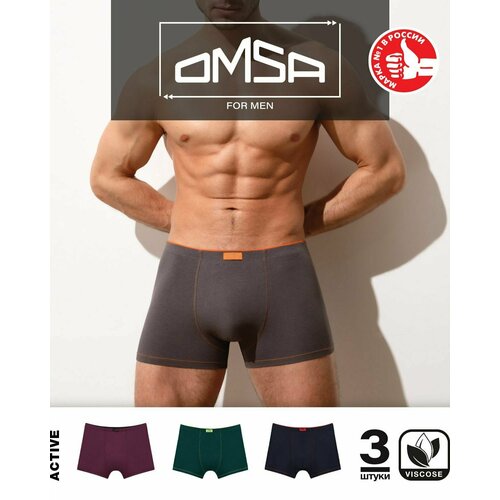 фото Трусы omsa, 3 шт., размер 52(2xl), мультиколор