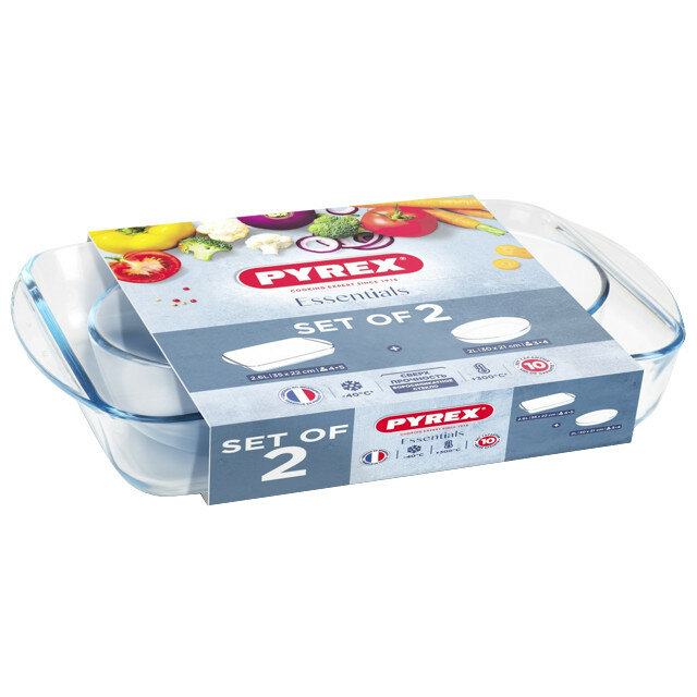 Набор блюд для запекания pyrex essentials 2пр 2,6/2л жаропрочное стекло