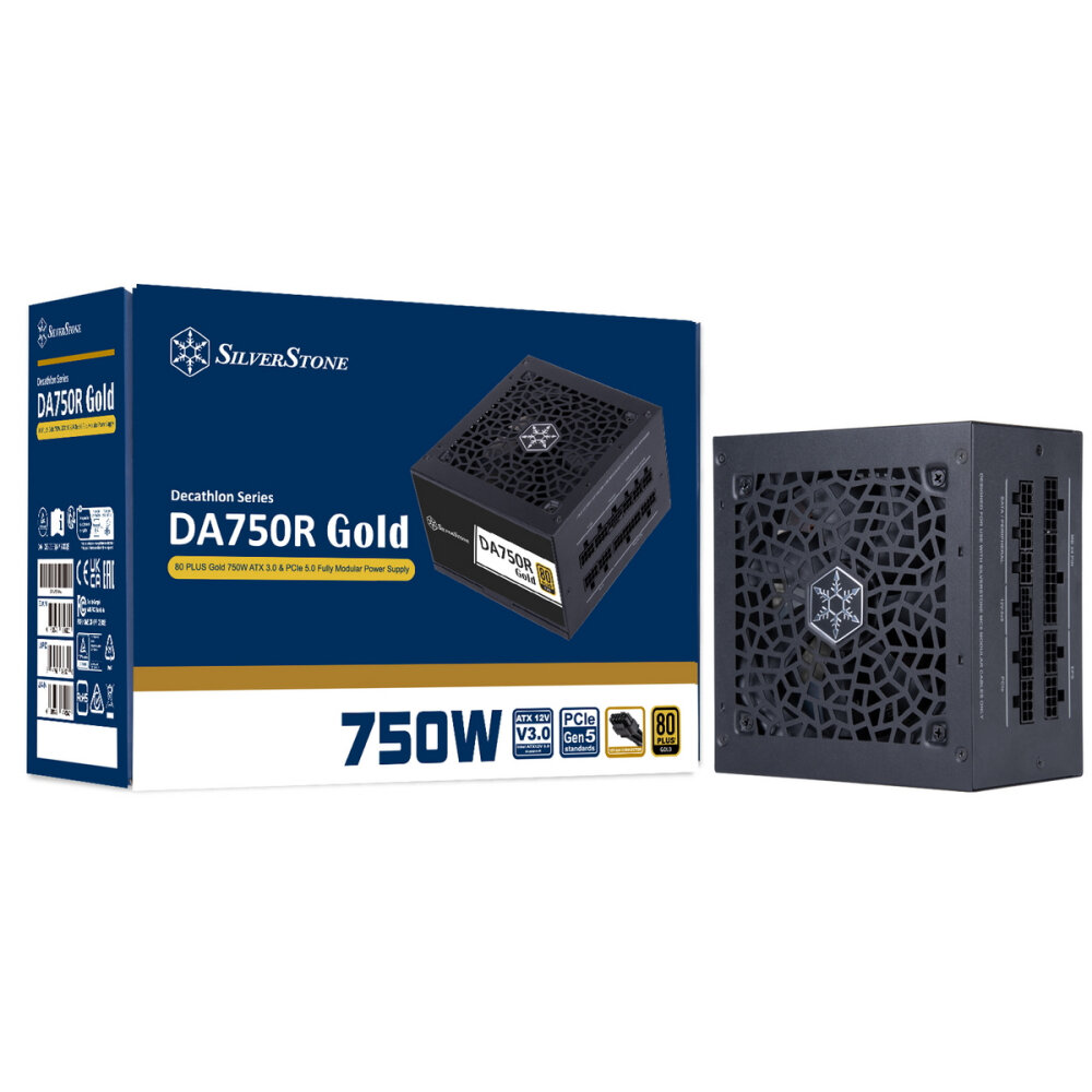 Блок питания Silverstone SST-DA750R-GMA 80 PLUS Gold 750W ATX 3.0, PCIe 5.0 Fully Modular Power Supply Black