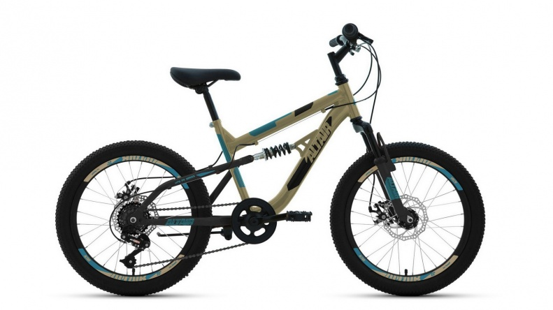 Велосипед ALTAIR MTB FS 20 D (20" 6 ск. рост. 14") 2022, бежевый/черный, RBK22AL20046
