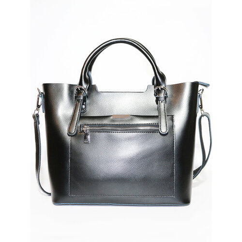 Сумка шоппер Finsa, фактура гладкая, чёрный