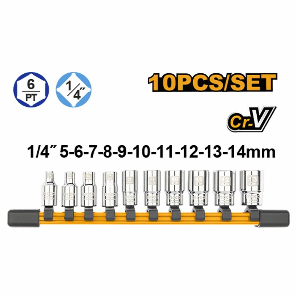 фото Набор головок торцевых 1/4" 10шт HKTS14103 INGCO INDUSTRIAL