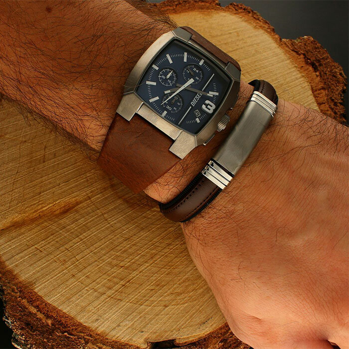 Наручные часы DIESEL Cliffhanger, синий, серый, черный, коричневый — фото 1