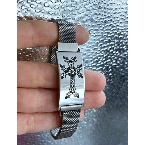 фото Браслет-цепочка, серебристый gravure