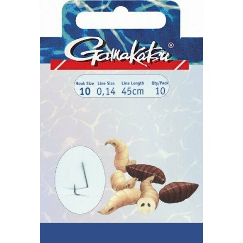 фото Крючки с поводком gamakatsu bks-1010b "опарыш" №16 цвет бронза, поводок 45см, 010мм (10шт.)