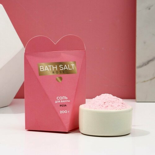 Cоль для ванны Bath Salt, 200 г, аромат роза, чистое счастье