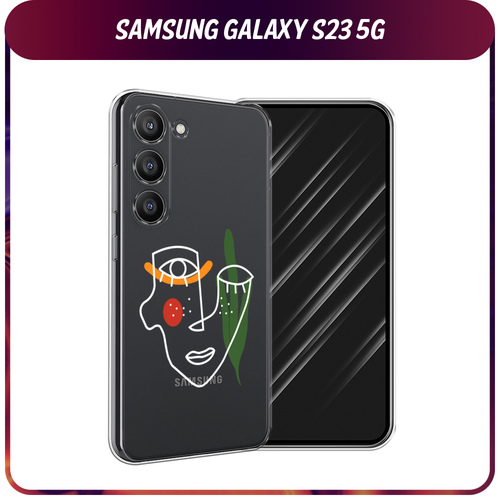 Силиконовый чехол на Samsung Galaxy S23 5G / Самсунг S23 5G Минималистичный принт белый, прозрачный силиконовый чехол на samsung galaxy s23 5g самсунг галакси s23 5g never stop dreaming