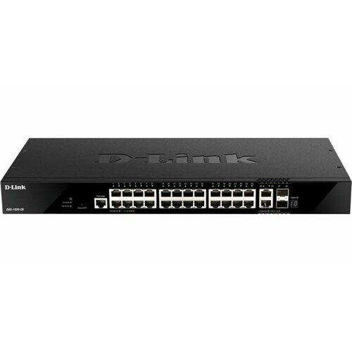 D-Link DGS-1520-28/A1A Управляемый L3 стекируемый коммутатор с 24 портами 10/100/1000Base-T, 2 портами 10GBase-T и 2 портами 10GBase-X SFP+ коммутатор d link dgs 3000 10l b1a управляемый коммутатор 2 уровня с 8 портами 10 100 1000base t и 2 портами 1000base x sfp